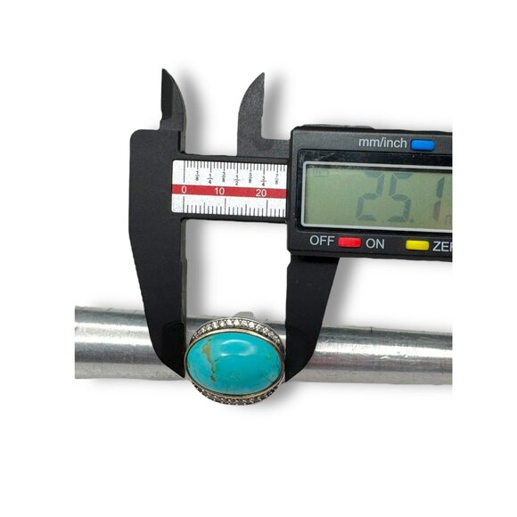 KRH Sterling Silver Oval Turquoise White Spinel Ring Size 7.5 - Picture 11 of 13